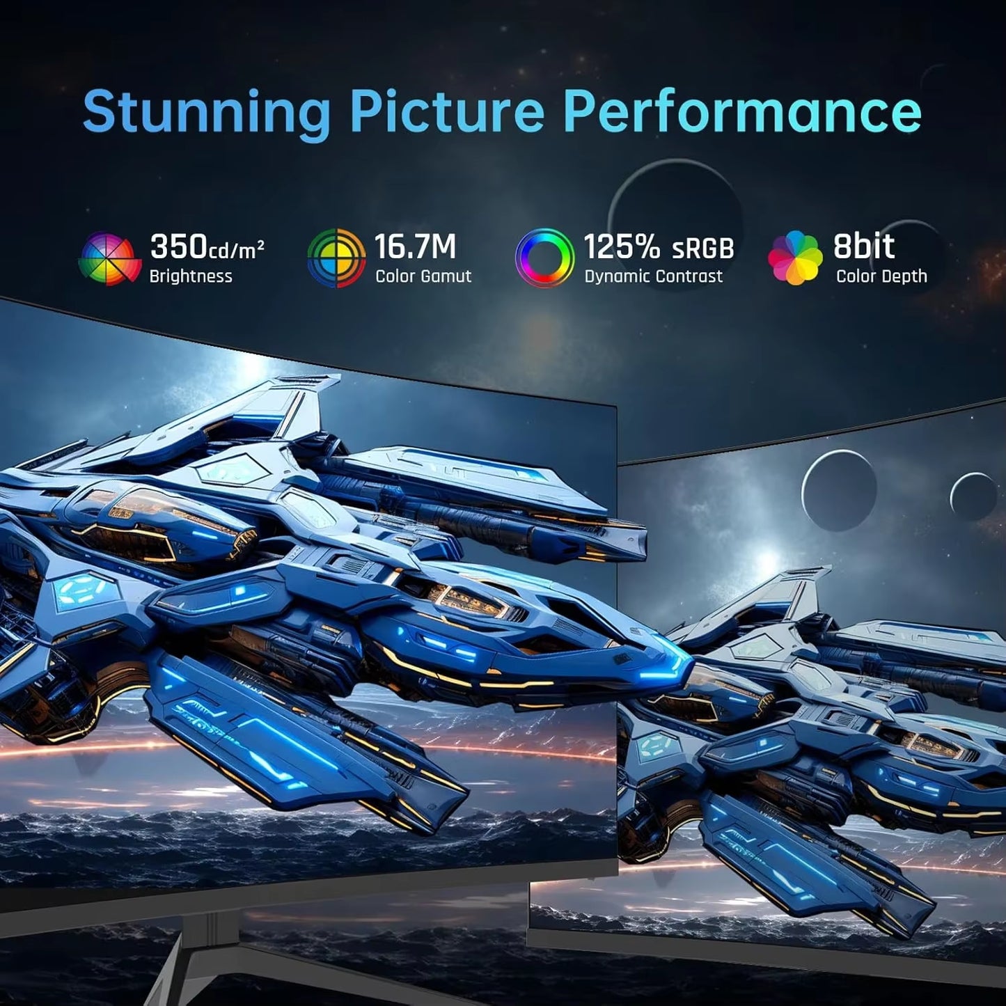 32-Inch 240Hz Curved Gaming Monitor with 1500R Radius, 1080P Resolution, 125% sRGB, 1ms Response Time, FreeSync/G-Sync, HDR10, Multiple HDMI/DP/USB Ports, VESA Compatible