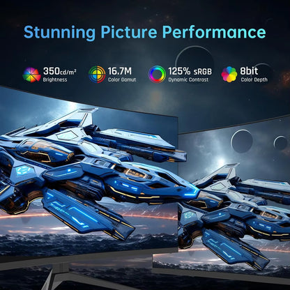 32-Inch 240Hz Curved Gaming Monitor with 1500R Radius, 1080P Resolution, 125% sRGB, 1ms Response Time, FreeSync/G-Sync, HDR10, Multiple HDMI/DP/USB Ports, VESA Compatible