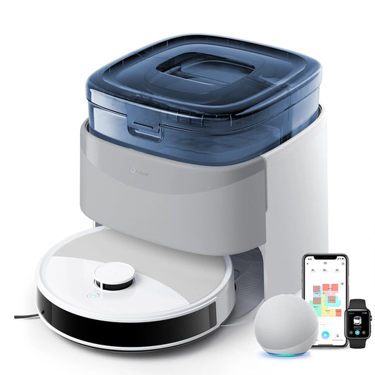 M3L Robot Vacuum and Mop, 12000Pa Suction, All-In-One Base Station, Anti-Tangle Brushes & Dual Spinning Mop, Self-Emptying & Refilling, LIDAR Navigation