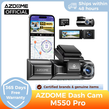 M550 Pro 5.8GHz WiFi 2/3 Channel Dash Camera with 4K+1080P Resolution, Built-In GPS, 3.19" IPS Screen, Infrared Night Vision, and 24-Hour Parking Mode