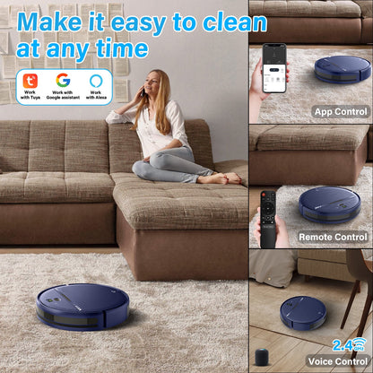 Robot Vacuum Cleaner, 2 in 1 Robot Vacuum and Mop Combo for Pet Hair, Hard Floor