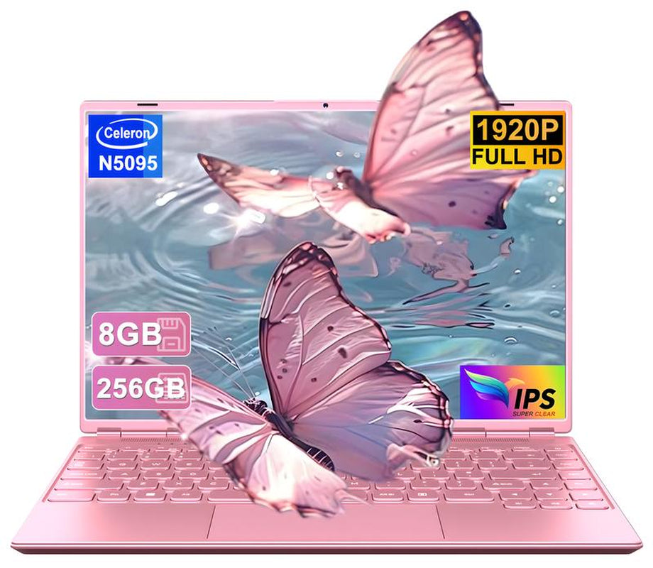 NOTODD 14 Inch Student and Business Laptop, Intel Quad-Core Processor, 8GB RAM+256GB SSD+1TB Expand, 1920X1200, 5G Wifi & Webcam, Windows11, Bundle with Silent Mouse, Blue/Pink Laptop, Lightweight, Back to School Gifts