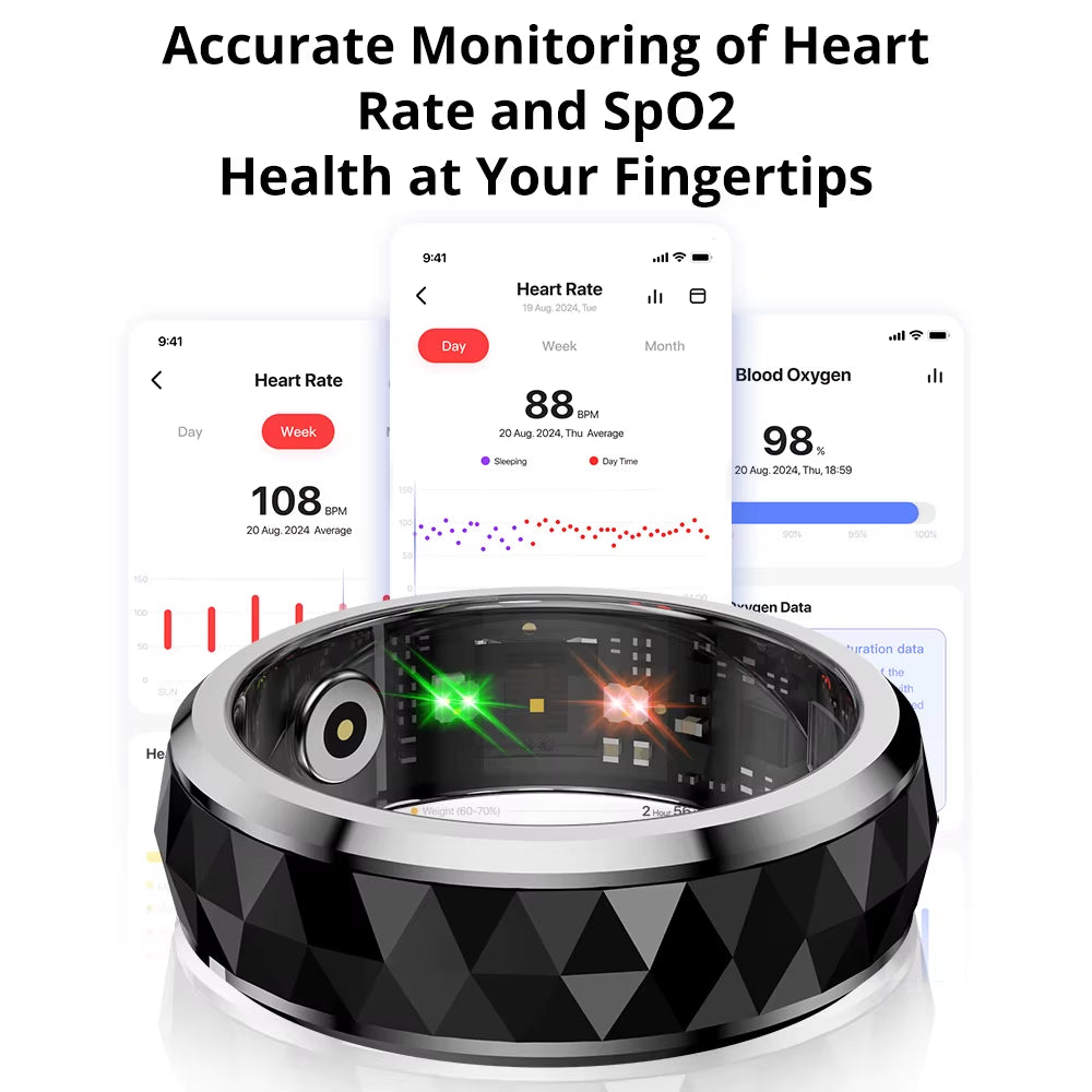 R11 Smart Ring (2024) - Fidget Spinner Anxiety Relief Device with Charging Case for Men, Health and Sleep Monitoring, 5ATM Waterproof Rating