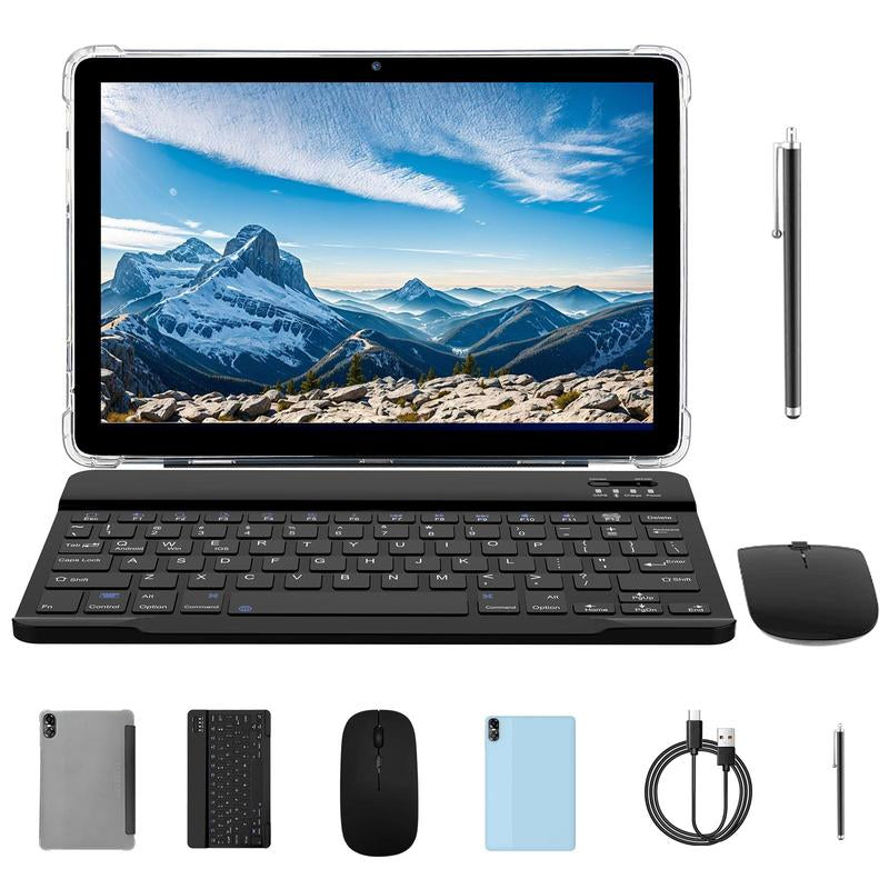 10.1-Inch Android Tablet with Bluetooth Keyboard and Mouse Set, Octa-Core Processor, 8GBRAM (4GB + 4GB Extended), 64GB Storage