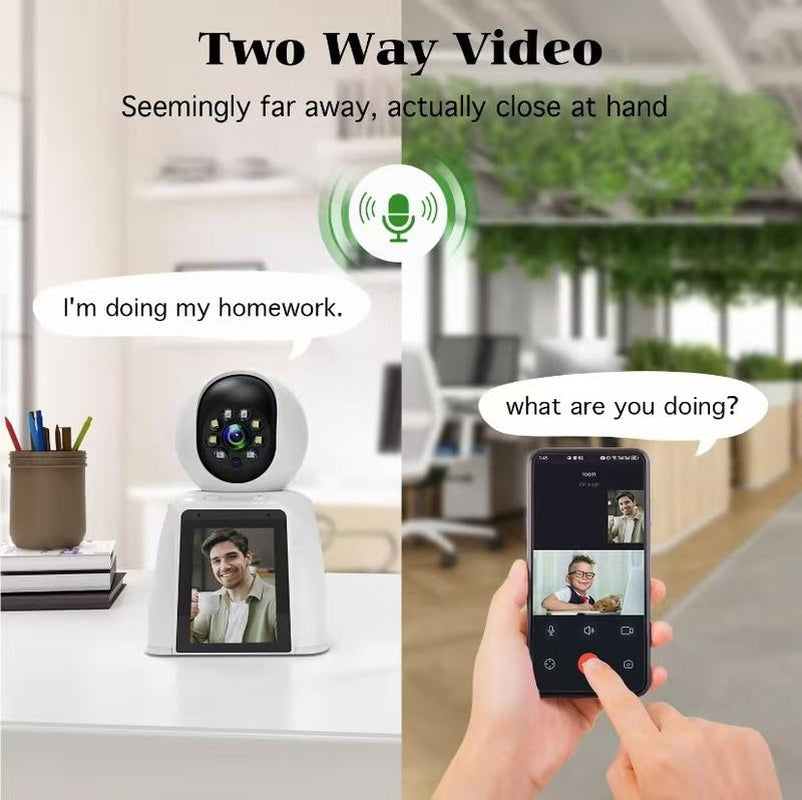 WAKADO 2K Video Call Security Camera Indoor, 2-Way Video, One-Touch Call, 360° Camera, Wifi Security Camera for Home Security