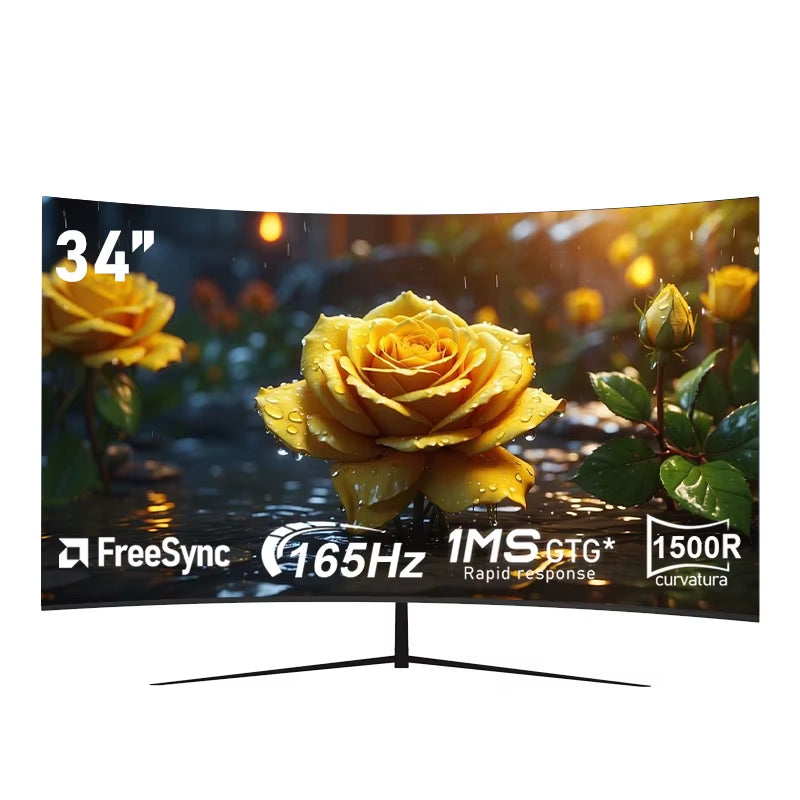 34-Inch Ultra-Wide Curved Gaming Monitor with 4K UHD Resolution, 165Hz Refresh Rate, and 1500R Curvature