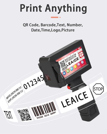 Handheld Inkjet Printer, 1 Inch/25.4 Mm Print Height Handheld Printer Gun with 72ML Quick-Drying Ink Cartridge for Batch Number Date QR Codes Barcodes Labels Logo Printing on Diverse Materials