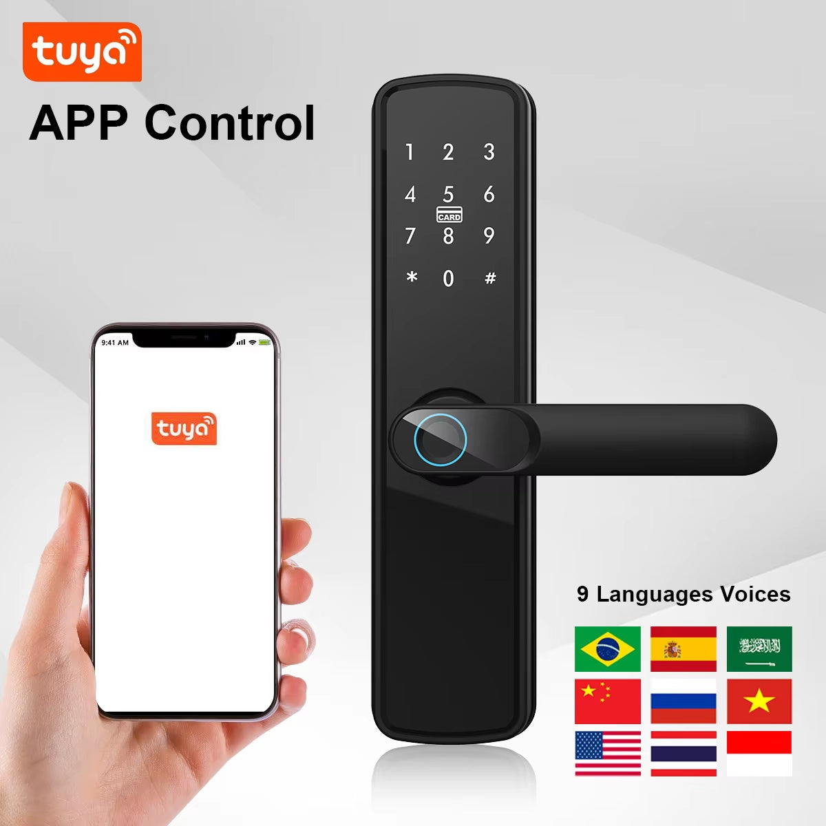 TUYA Smart Fingerprint Door Lock Electronic Lock Keyless Entry Virtual Password Fingerprint Card App NFC Unlock for Home Office