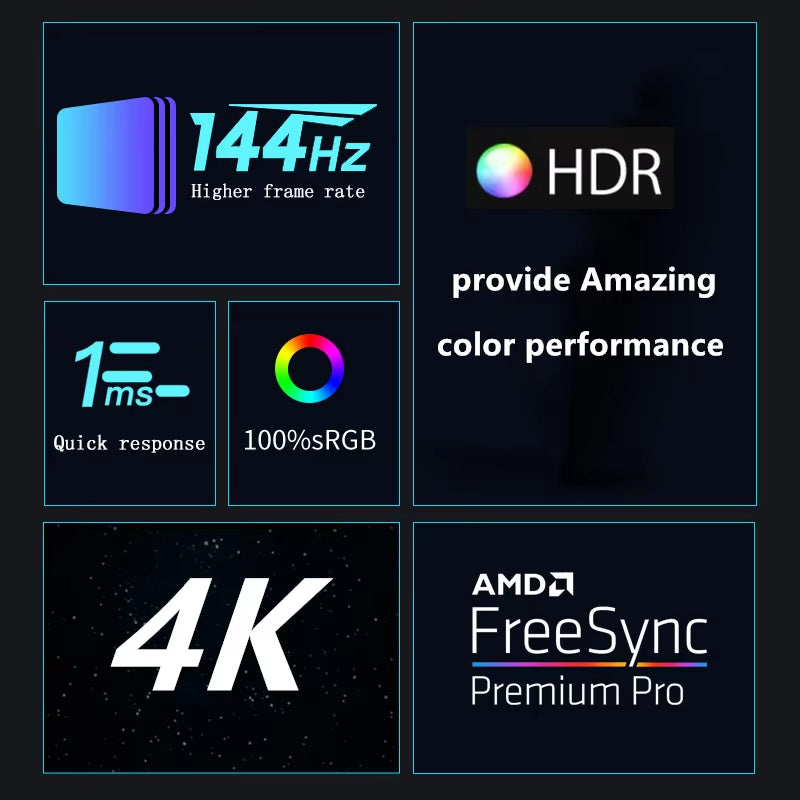 32-Inch 4K UHD 144Hz IPS Gaming Monitor with FreeSync and G-Sync Technology, 3840 x 2160 Resolution