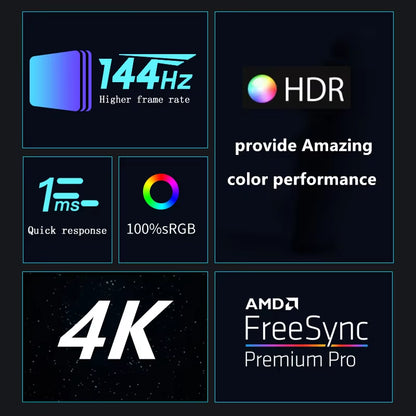 32-Inch 4K UHD 144Hz IPS Gaming Monitor with FreeSync and G-Sync Technology, 3840 x 2160 Resolution