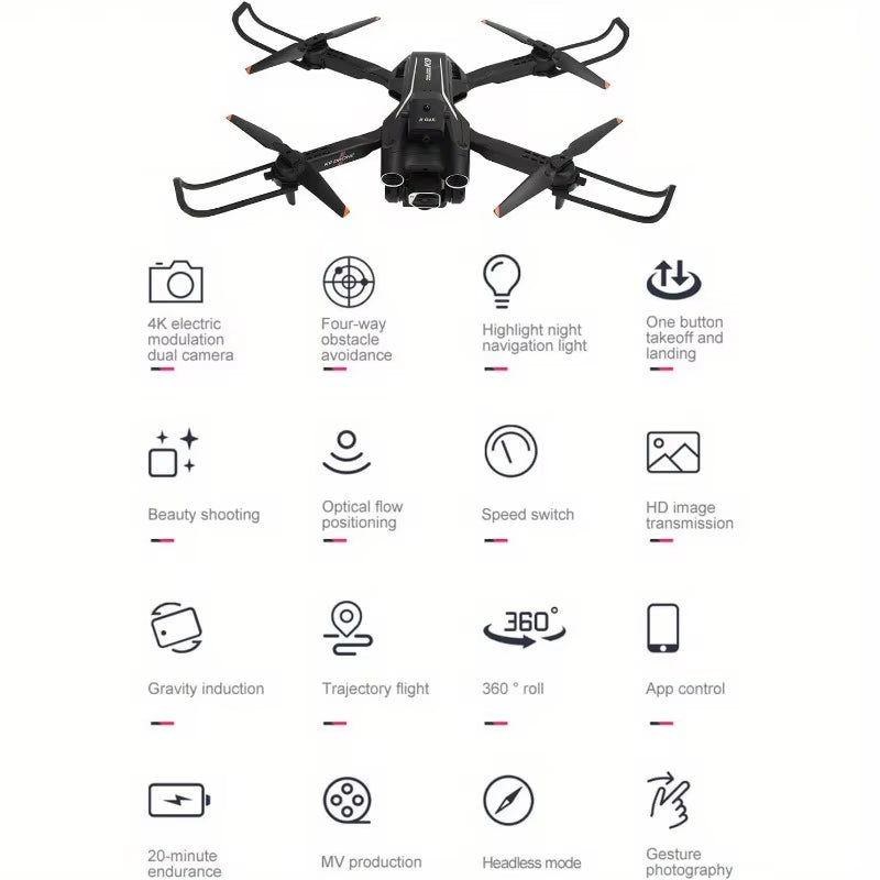 Foldable Camera Drone for Beginners and Adults with Advanced Obstacle Avoidance, 360° Flips, One-Key Takeoff/Landing, and 3D Maneuvering Features