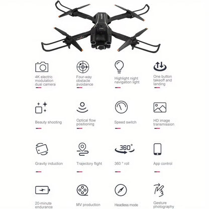 Foldable Camera Drone for Beginners and Adults with Advanced Obstacle Avoidance, 360° Flips, One-Key Takeoff/Landing, and 3D Maneuvering Features