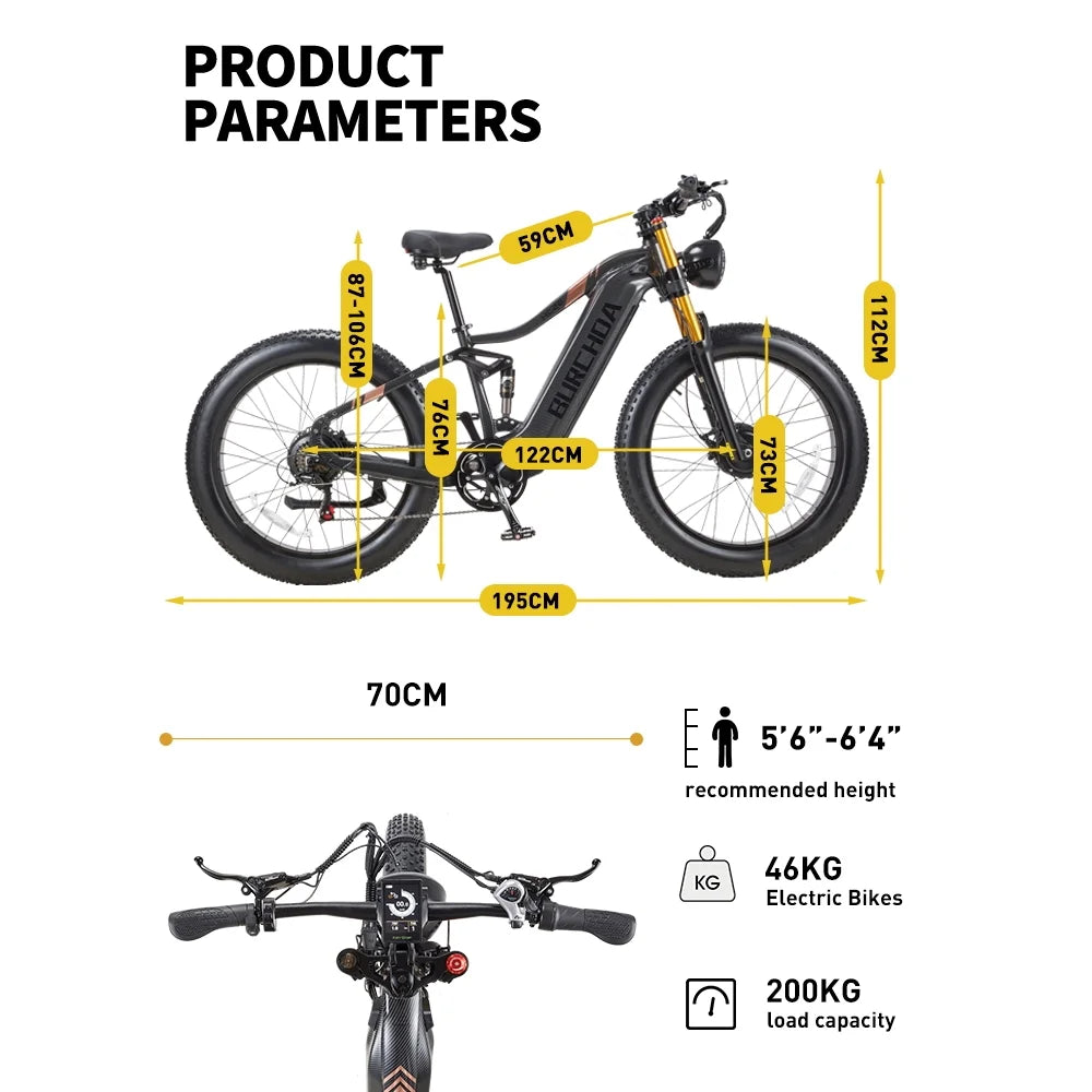 Dual Motors AWD 2000W Electric Bike for Adult 26'' UL2849 48V 30AH Removable Battery E-Mountain Bike 4.0 Fat Tire up to 35Mph&120Miles Long Range Off-Road Ebike Dual Hydraulic&Brakes Electric Bicycle