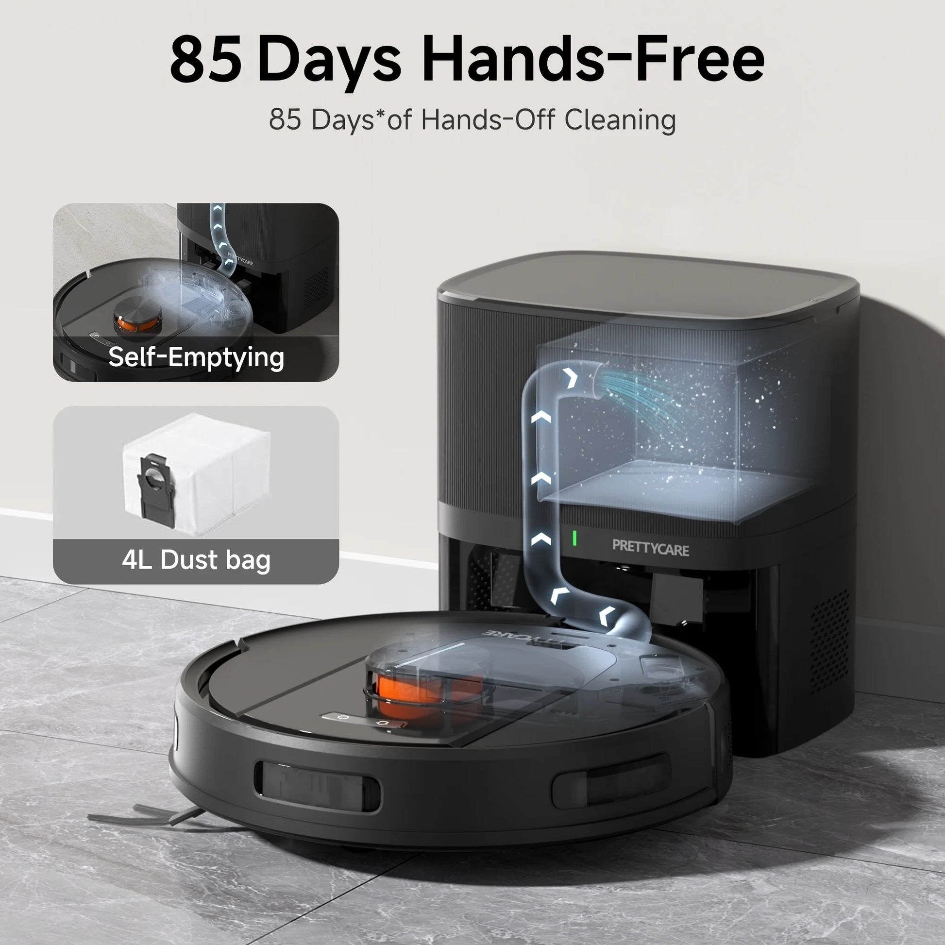 Robot Vacuum and Mop Combo with 9000Pa,85 Days Self-Emptying & Refilling Station with 3D Home Mapping L1 PRO
