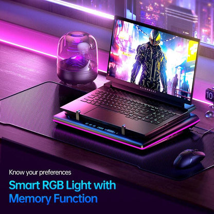 【Limited Time】Llano RGB Laptop Cooling Pad, Gaming Laptop Cooler with Powerful Turbofan, Fast Cooling Laptop 15.6-21In, Adjustable Speed, Touch Control, LCD Screen