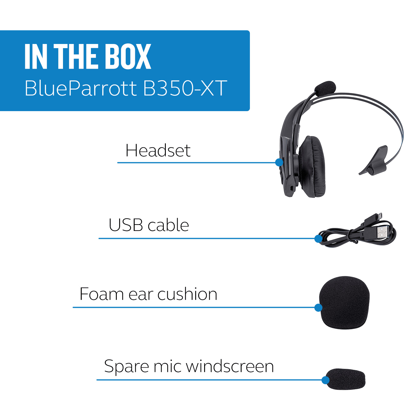 B350-XT Wireless Bluetooth Mono Headset with 96% Noise Cancellation Microphone & Lightweight Headband