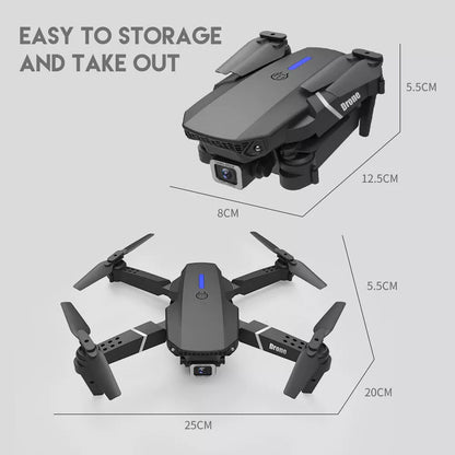 4K HD Dual Camera Foldable RC Drone with WiFi FPV and Four Batteries - Black