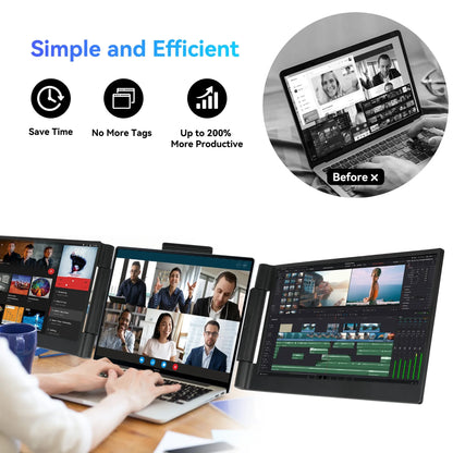 14-Inch Triple Dual FHD 1080P IPS Portable Monitor for 13.3-17.3 Inch Laptops - Compatible with Windows, MacBook, Chrome, and Android