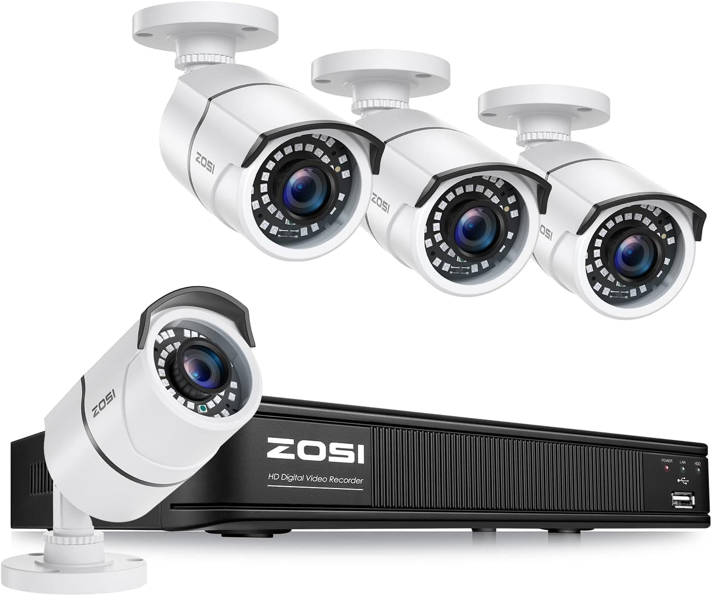 1080P H.265+ Security Camera System for Home Outdoor Indoor, 5MP Lite 8 Channel CCTV DVR and 4 X 1080P Weatherproof Bullet Cameras with 120Ft Night Vision and 105°Wide Angle (No HDD Included)