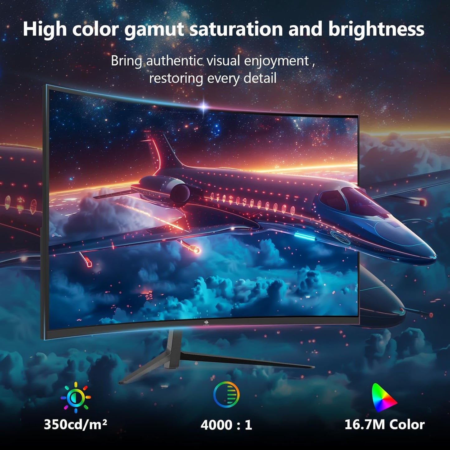 Z-Edge 27-Inch FHD 1080P Curved Gaming Monitor, 280Hz Refresh Rate, 1ms MPRT, 350 Nits Brightness, 16.7 Million Colors