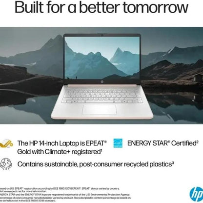 HP 14" Laptop Student Business Computer - 2025 New Version, Intel N150 Processor, Windows 11 Pro, Copilot AI, 12Hr Battery, up to 16GB RAM 384GB Storage (128GB UFS+256GB MSD) ,Rose Gold,W/Accessories