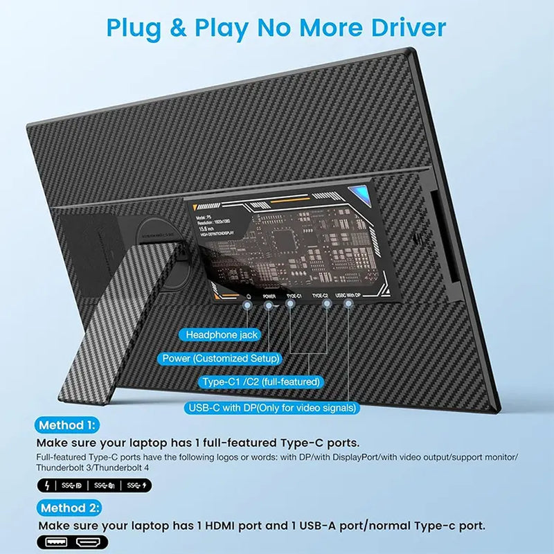 P5 Dual Screen Portable Monitor Screen 15.6 Inch
