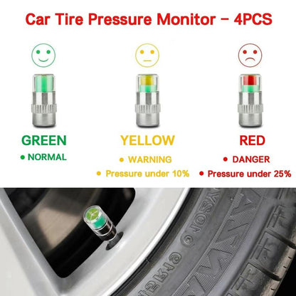 4/8/12Pcs Car Tire Pressure Monitor Valve Stem Caps Sensor Indicator Easy to Read 3 Color Eye Alert（ 2.2Bar 32-To-35 PSI）