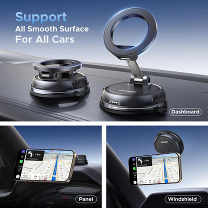 UGREEN Vacuum Magnetic Car Phone Holder,Car Phone Mount, 360° Adjustable for Magsafe Car Holder Foldable Suction Phone Mount for Car, for Garmin Gps/Mirror/Smooth Surface, for Iphone 17 16 Pro Max 15, and Android, Labor Day Sale
