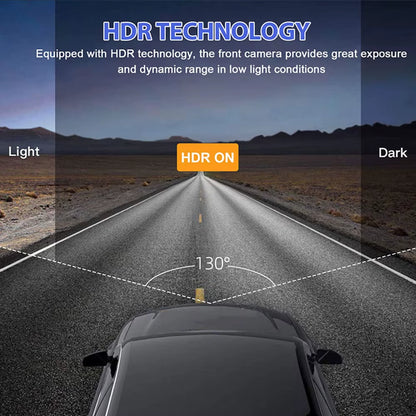 Dash Cam with Infrared Night Vision, Loop Recording, 2" IPS Screen, 1080P Triple Camera DVR Video Recorder