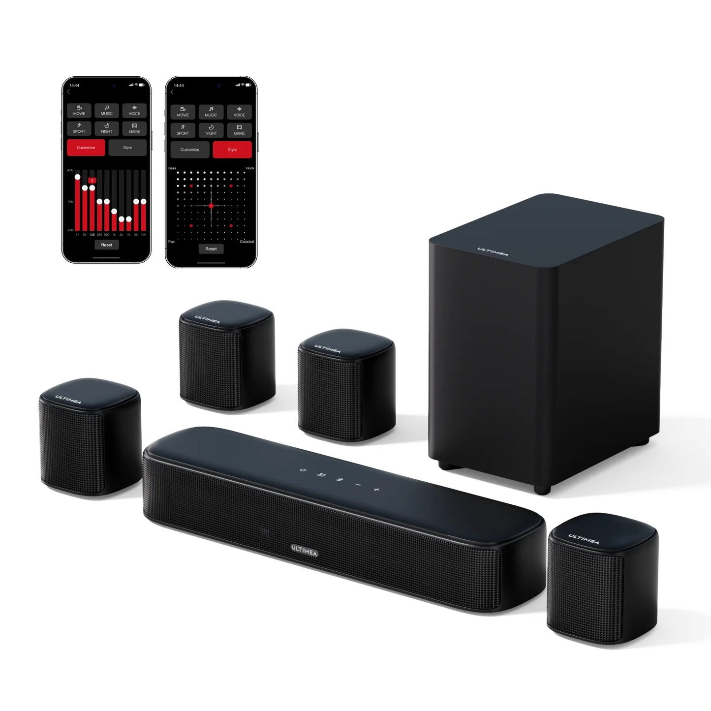 7.1Ch Virtual Surround Sound Bar, Soundbar for Smart TV with Subwoofer, OPT/AUX/BT, Aura A40