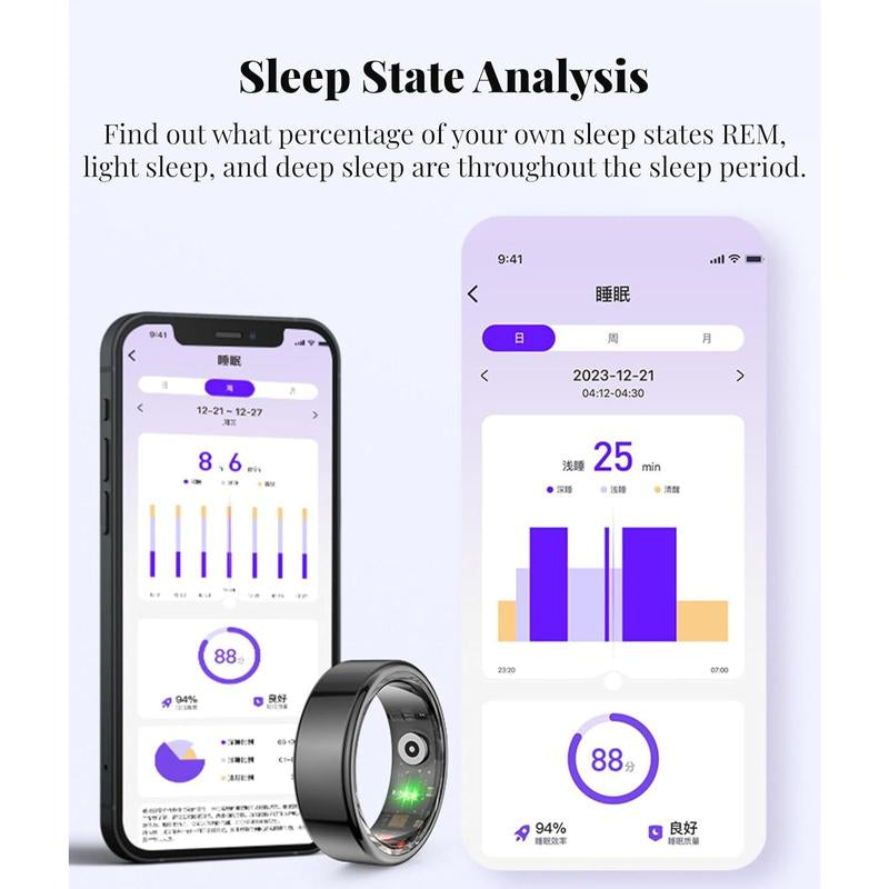 Smart Ring with Health Tracking, Multisport Modes - Ultra Waterproof IP68, 7 Days Life, Ideal Gifts - App Compatible Android Ios Metal Wearable