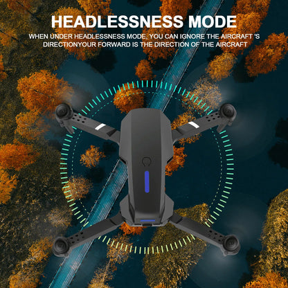 4K HD Dual Camera Foldable RC Drone with WiFi FPV and Four Batteries - Black