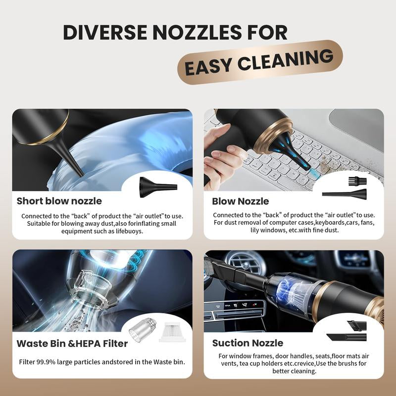 Powerful Handheld Wireless Vacuum Cleaner, with Strong Suction for Home | Car | Desktop Cleaning, Car Detailing Accessories, Cleaning Supplies