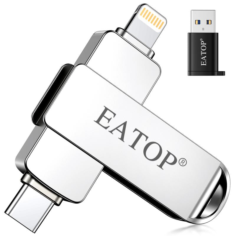 EATOP USB Flash Drive Intended for Iphone Ipad, Memory Stick Storage for Photos and Videos Backup, Compatible with Iphone Ipad Android PC, Plug and Play, No Application Required