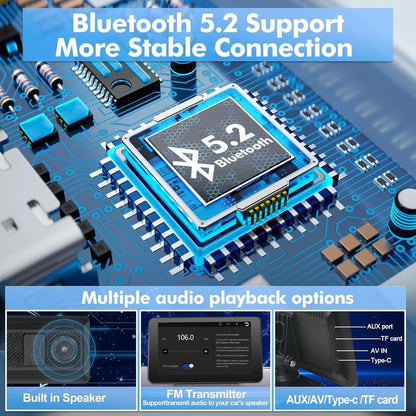 Newest Wireless Portable Carplay and Android Auto, Carplay Screen for Car with Mirror Link/Aux/Fm,7" Touchscreen Bluetooth 5.0 Dealsforyoudays Stereo Pantalla Del Coche