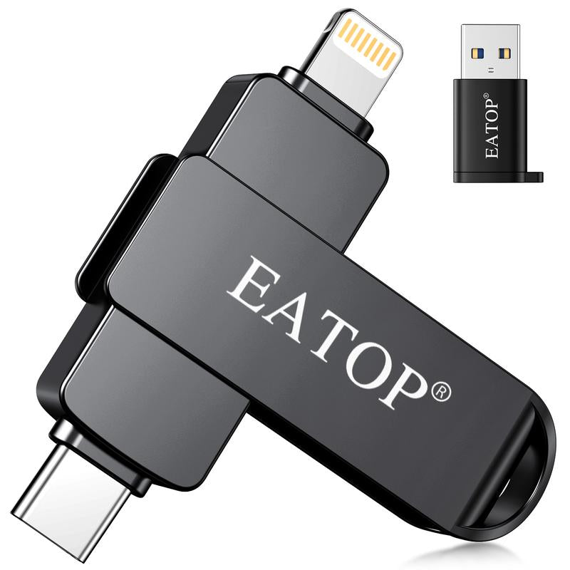 EATOP USB Flash Drive Intended for Iphone Ipad, Memory Stick Storage for Photos and Videos Backup, Compatible with Iphone Ipad Android PC, Plug and Play, No Application Required