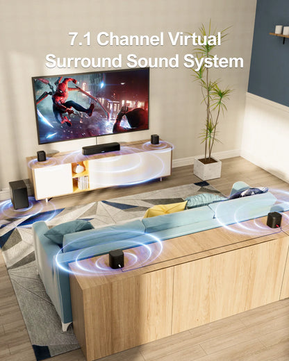 7.1Ch Virtual Surround Sound Bar, Soundbar for Smart TV with Subwoofer, OPT/AUX/BT, Aura A40