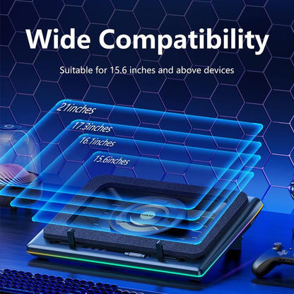 【Limited Time】Llano RGB Laptop Cooling Pad, Gaming Laptop Cooler with Powerful Turbofan, Fast Cooling Laptop 15.6-21In, Adjustable Speed, Touch Control, LCD Screen