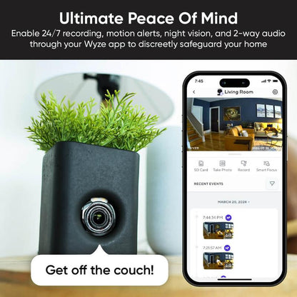 WYZE Wyze Cam Vase - Modern Home Security Camera with Stylish Design for Smart Home Decor