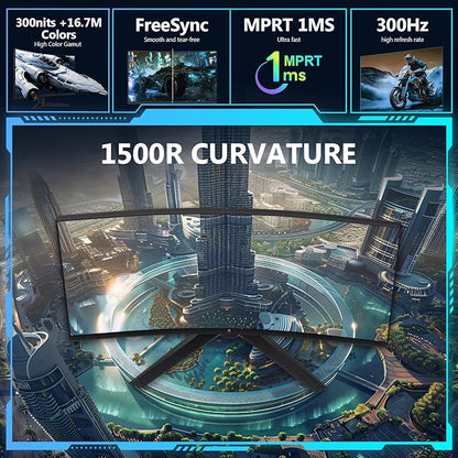 Z-Edge 27-Inch FHD 1080P Curved Gaming Monitor, 280Hz Refresh Rate, 1ms MPRT, 350 Nits Brightness, 16.7 Million Colors