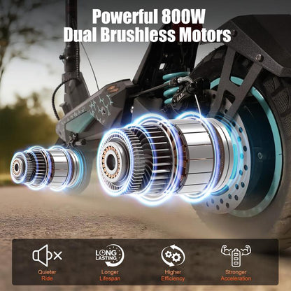 Scoothop G2-Pro Electric Scooter for Adults 800W Brushless Motor 10" Off-Road Tires 31-34 Miles Range Foldable Commuter E-Scooter with LED Display & Dual Braking System 48V 13AH/20AH Batteries 34MPH Speed