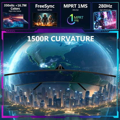 Z-Edge 27-Inch FHD 1080P Curved Gaming Monitor, 280Hz Refresh Rate, 1ms MPRT, 350 Nits Brightness, 16.7 Million Colors