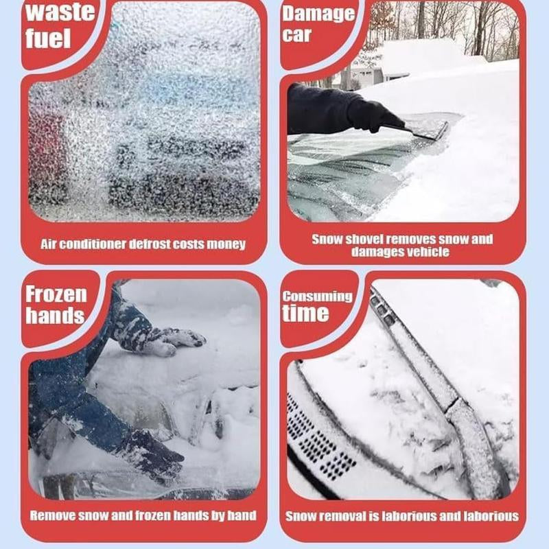 Car Windshield Cover against Frost Ice and Snow, Magnetic Windscreen Protector with Side Mirror Covers, All Season Front Window Guard, Easy Install Storage, Black & Orange