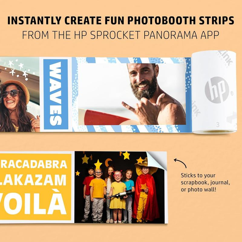HP Sprocket Panorama Portable, Instant Label Printer & Photo Printer 2” X .5”- 9”