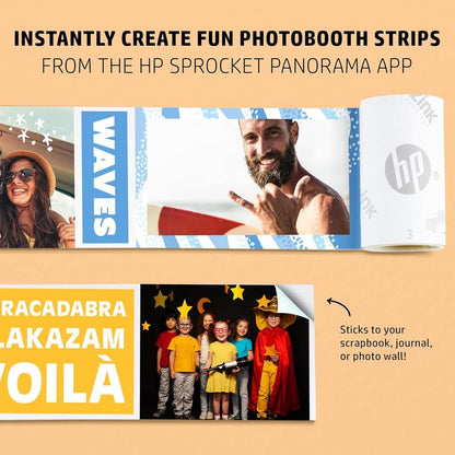 HP Sprocket Panorama Portable, Instant Label Printer & Photo Printer 2” X .5”- 9”