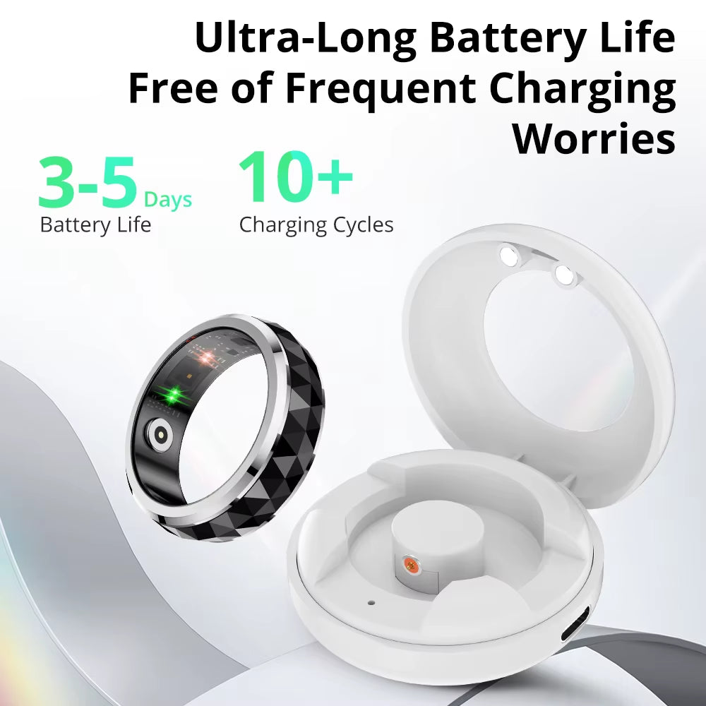 R11 Smart Ring (2024) - Fidget Spinner Anxiety Relief Device with Charging Case for Men, Health and Sleep Monitoring, 5ATM Waterproof Rating