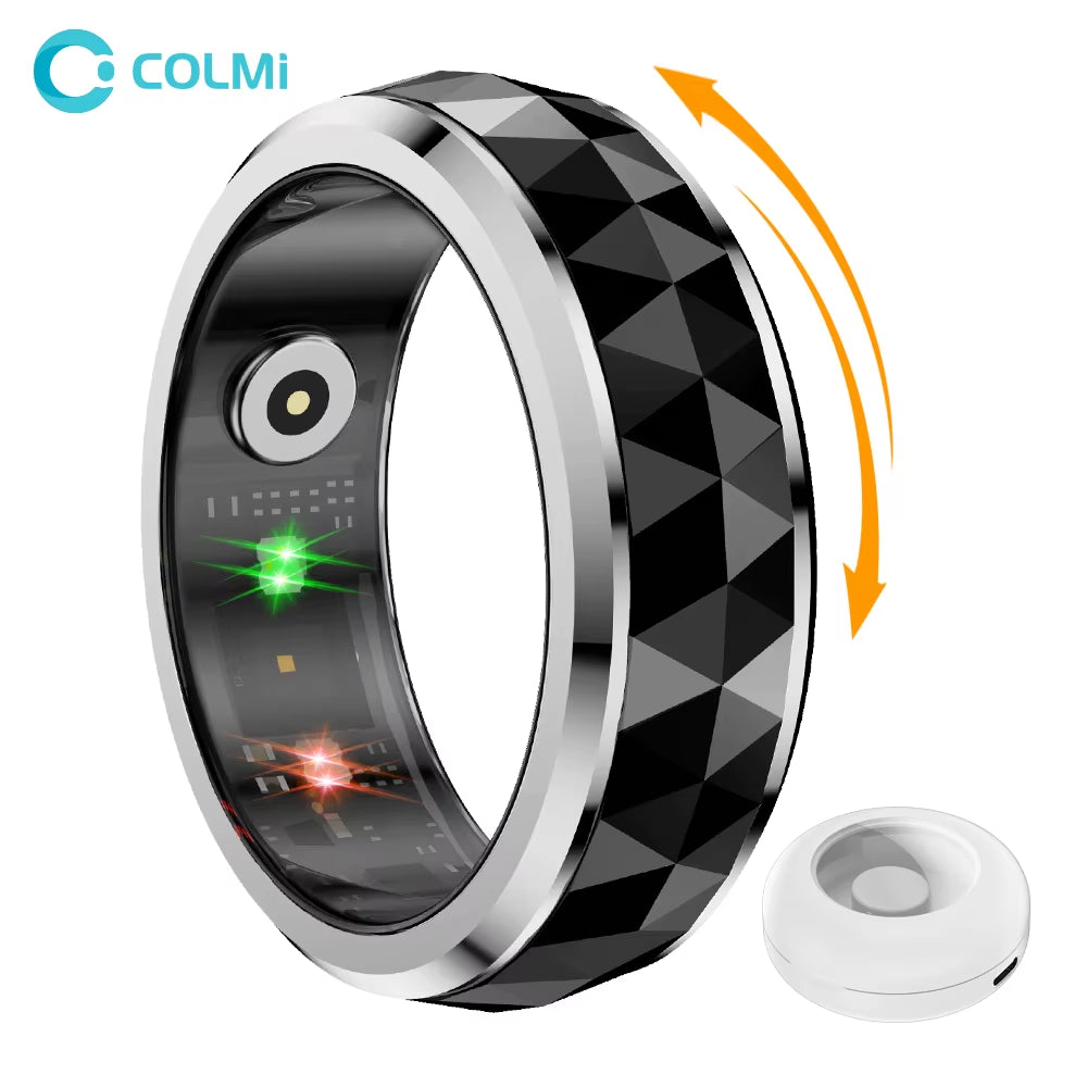 R11 Smart Ring (2024) - Fidget Spinner Anxiety Relief Device with Charging Case for Men, Health and Sleep Monitoring, 5ATM Waterproof Rating
