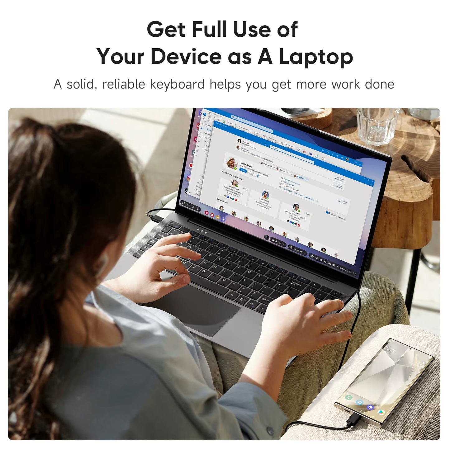 15.6-Inch Portable Lapdock Monitor with Keyboard - FHD 1080P IPS External Display for Samsung DeX and Mac Laptops