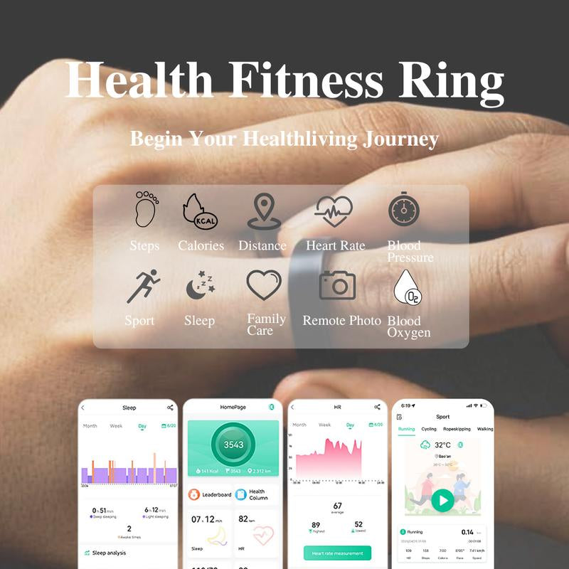 Smart Health Ring for Women Men,Sleep Monitor,Fitness Tracker Ring with Blood Oxygen,Heart Rate,Blood Pressure Tracking Wearable,Accurate Distance,Calories,Step Multifunctional Activity Modes,Ip68 Waterproof,No Subscription Fee(Size7-13) Electronic Gadget