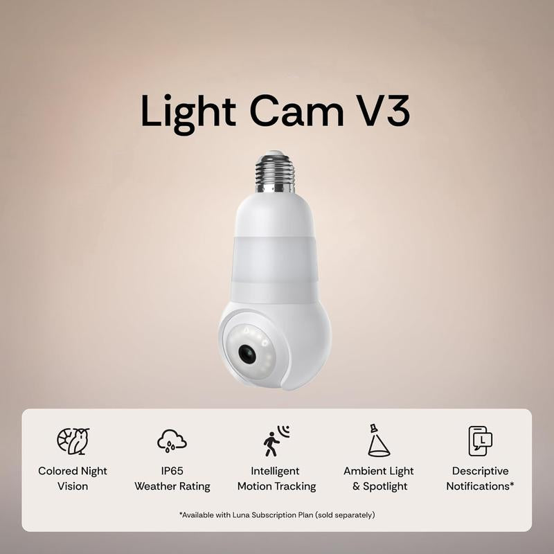 Light Bulb Security Cameras with Color Night Vision & Pan Tilt, Wireless Outdoor Indoor for Home Security (2025 Upgrade)